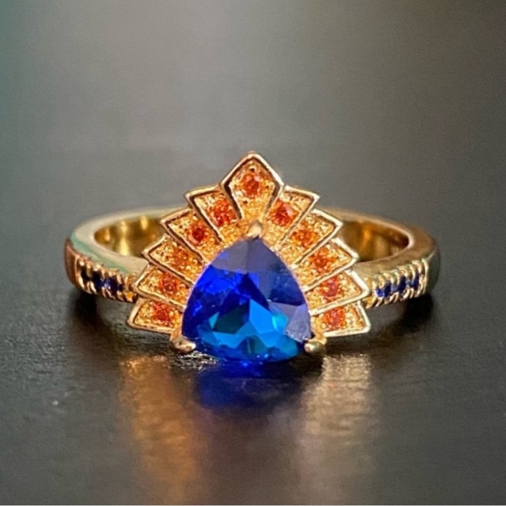 Fragrant Jewels Ring Blue/Orange/Gold- Size 6.